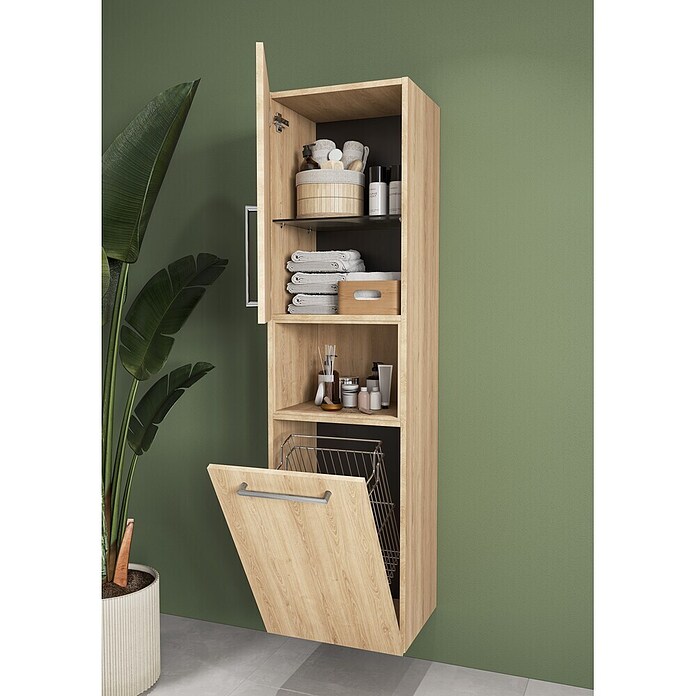 VitrA Bad-Hochschrank Root Flat (B x T x H: 42 x 36 x 155 cm, Eiche Natur, DIN Anschlag: Links) | BAUHAUS