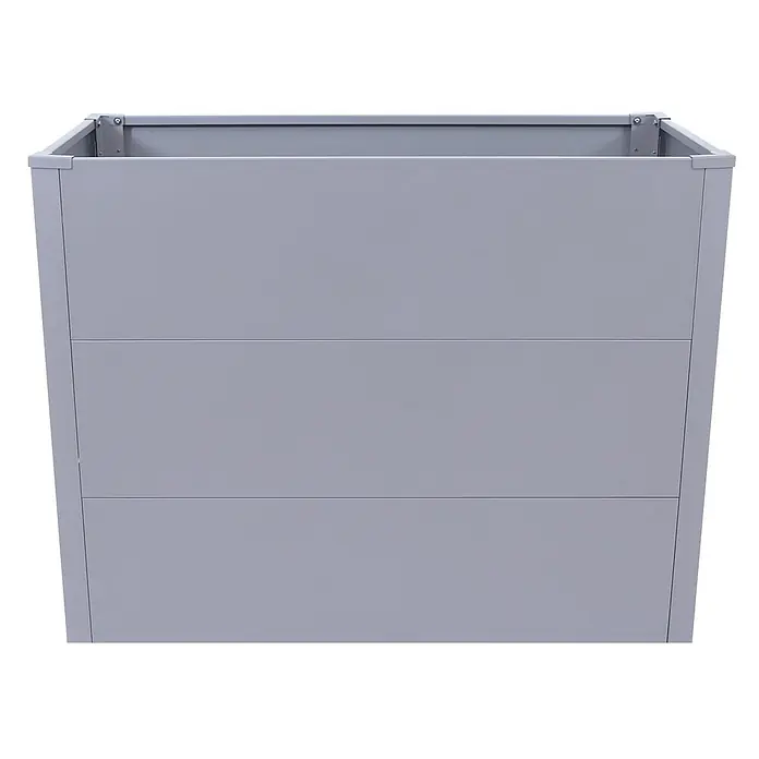 Proregal Hochbeet Metallhochbeet - Metall, Grau - Grauer, rechteckiger Metall-Pflanzkübel mit dreigeteiltem Design an den Seiten.
