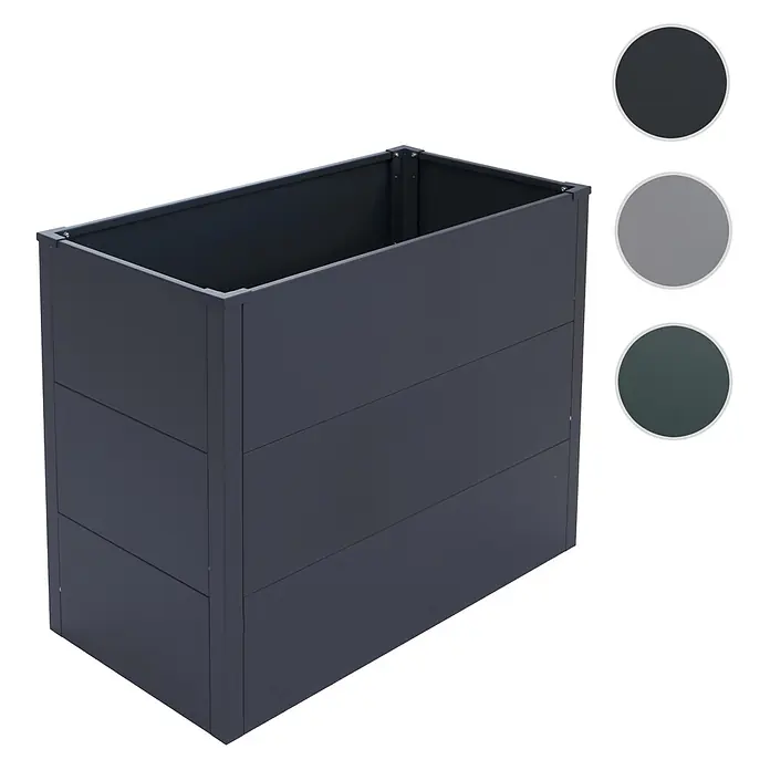 Proregal Hochbeet Metallhochbeet - Metall, Grau - Rechteckiges, dunkelgraues Hochbeet aus Metall mit horizontalen Paneelen und stabilen Eckstützen.