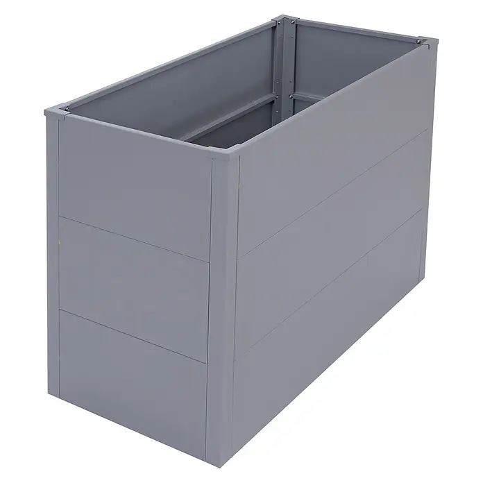 Proregal Hochbeet Metallhochbeet - Metall, Grau - Graues, rechteckiges Hochbeet aus Metall mit modularen Paneelen und internen Eckstützen.