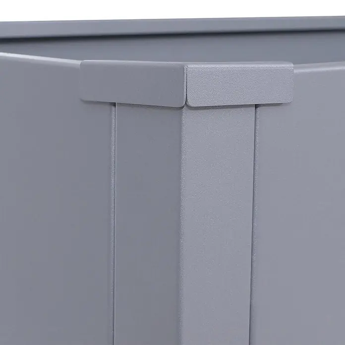 Proregal Hochbeet Metallhochbeet - Metall, Grau - Ecke eines grauen Metallbehälters mit umgefaltetem Rand.