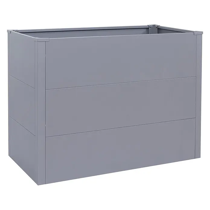 Proregal Hochbeet Metallhochbeet - Metall, Grau - Graues, rechteckiges Hochbeet aus Metall mit getäfelten Seiten.