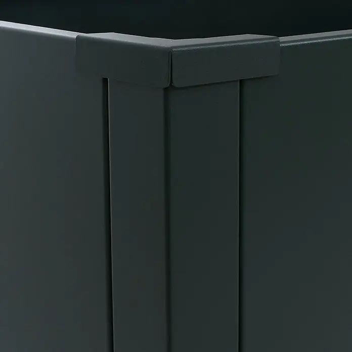 Proregal Hochbeet Metallhochbeet - Metall, Grün - Dunkelgrauer gerippter Metallpflanzkübel mit stabilem Oberrand.