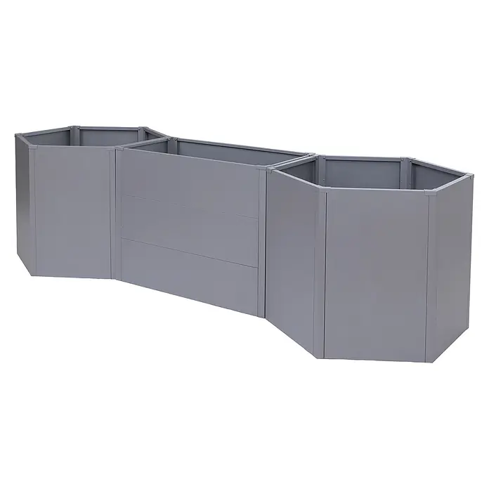 Proregal Hochbeet Metallhochbeet - Metall, Grau - Modulares graues Hochbeet aus Metall mit sechseckigen und rechteckigen Abschnitten in Zickzackform.