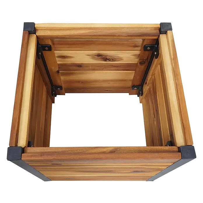 Proregal Hochbeet Pflanzkasten aus Holz - Holz, Braun - Würfel aus Holzlatten mit schwarzen Eckverbindungen, als Pflanzkübel oder Modulregal nutzbar.