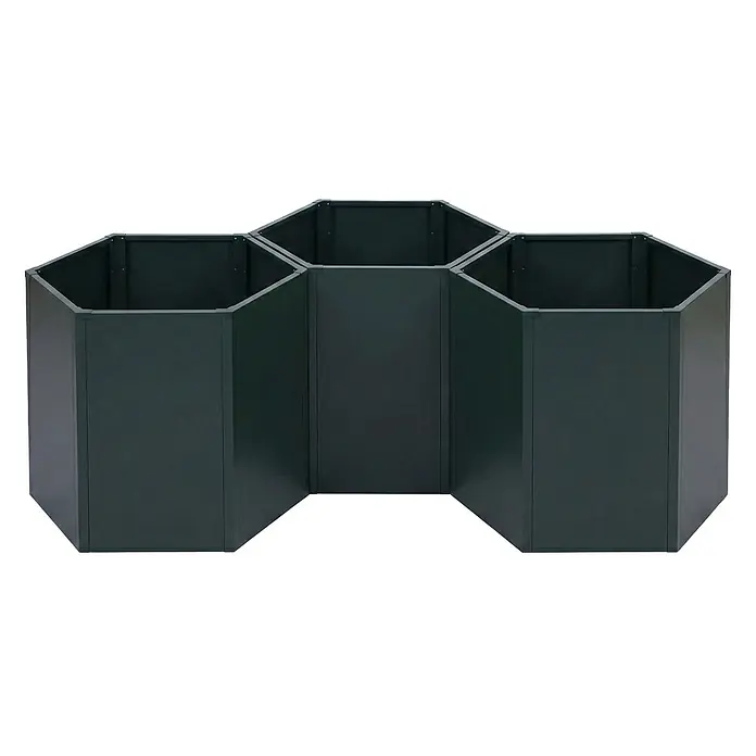 Proregal Hochbeet Metallhochbeet - Metall, Grün - Dunkelgrünes, modulares, sechseckiges Hochbeetsystem mit drei verbundenen Einheiten.