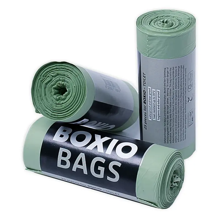 Boxio Müllbeutel BioBags - 10 l, Grün - Drei Rollen grüne BOXIO Toilettenbeutel, hygienisch und geruchsdicht.