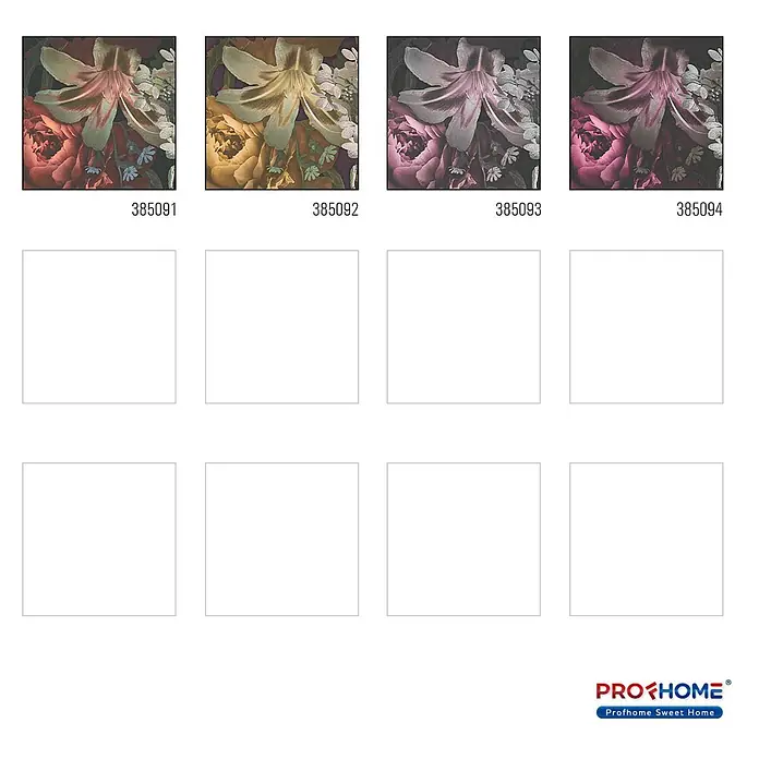 Profhome Vliestapete Heißgeprägte Vliestapete Floral in lila - graurosaschwarz, Floral, 10.050 x 530 mm - Florales Muster mit Lilien und Pfingstrosen, erhältlich in vier Farbvarianten: warme Töne, golden, gedämpftes Rosa und leuchtendes Rosa.