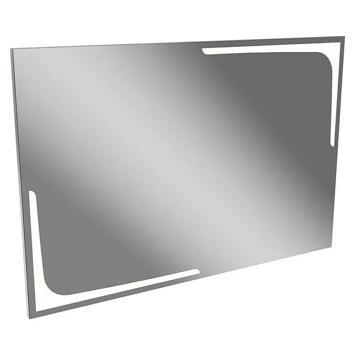 Lanzet K1 Badmöbel-Set K11D1 - 119,2 cm, Dark Oak - Rechteckiger Spiegel mit abgerundeten Ecken und integrierter LED-Beleuchtung für ein modernes Ambiente im Badezimmer.