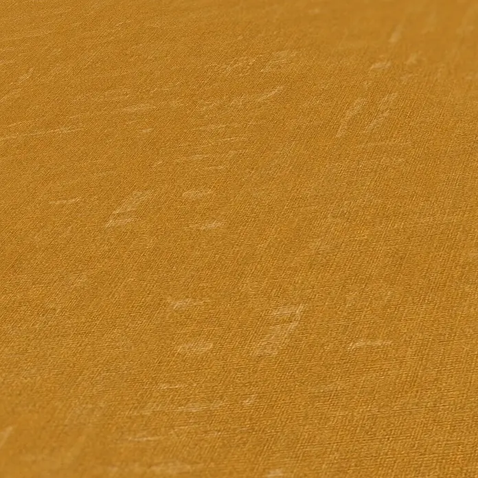 Profhome Vliestapete Heißgeprägte Vliestapete Textiloptik in gelb - ocker-gelb, 10.050 x 530 mm - Senfgelbe, strukturierte Oberfläche mit dezentem Used-Muster.