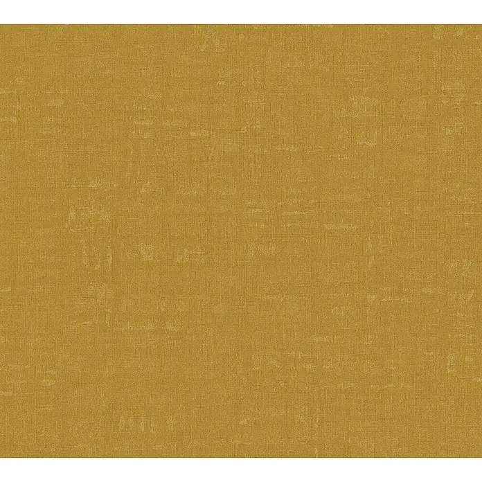 Profhome Vliestapete Heißgeprägte Vliestapete Textiloptik in gelb - ocker-gelb, 10.050 x 530 mm - Texturiertes senfgelbes Material mit subtiler Leinenwebart.