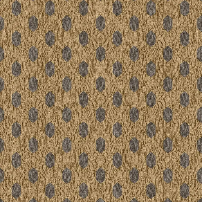 Profhome Vliestapete Vliestapete Design in braun - goldschwarz, 10.050 x 530 mm - Hellbraunes Struktumuster mit sich wiederholenden dunkelgrauen Sechseckformen.