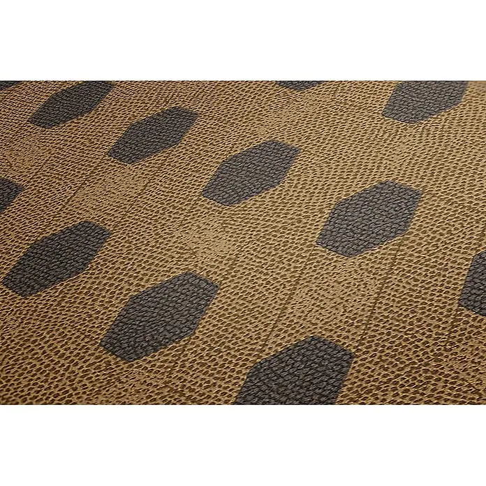 Profhome Vliestapete Vliestapete Design in braun - goldschwarz, 10.050 x 530 mm - Braune Antirutschmatte mit dunkelgrauen, erhabenen geometrischen Mustern.