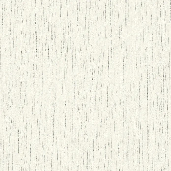 Profhome Vliestapete Vliestapete Uni in weiß - Uni, 10.050 x 530 mm - Cremeweiße Oberfläche mit vertikalen, verwitterten silbergrauen Linien.