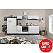 Respekta Premium Composición de cocina (Ancho: 300 cm, Con dispositivos eléctricos, Blanco de alto brillo)