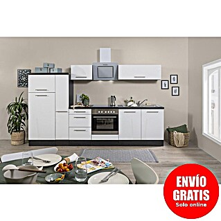 Respekta Premium Composición de cocina Amanda Alto (Ancho: 300 cm, Roble/Blanco, Con electrodomésticos)