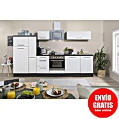 Respekta Premium Composición de cocina (Ancho: 310 cm, Con dispositivos eléctricos, Blanco de alto brillo)