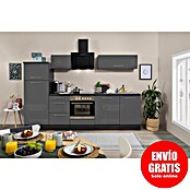 Respekta Premium Composición de cocina (Ancho: 280 cm, Con dispositivos eléctricos, Gris de alto brillo)
