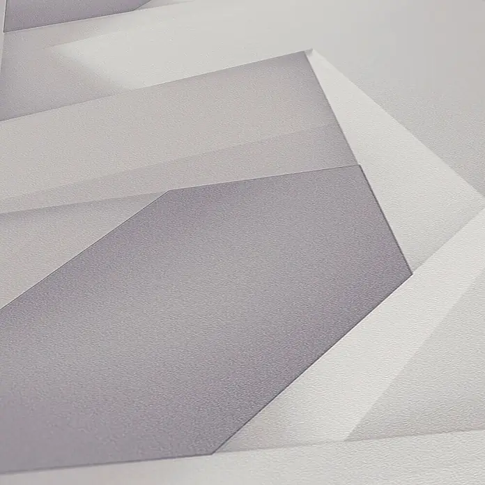 Profhome Vliestapete Heißgeprägte Vliestapete Grafisch grau - Grafisch, 10.050 x 530 mm - Abstraktes geometrisches Muster in Grau- und Weißtönen mit texturierter Oberfläche.