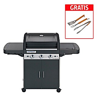 Campingaz Barbacoa de gas Classic LS Plus + set de utensilios (Superficie de la parrilla (An x Pr): 61 x 45 cm, 3,2 kW, Número de quemadores: 3)