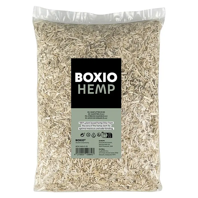 Boxio Trenntoiletten-Streu - Passend für: Boxio Campingtoilette - Klarsichtbeutel mit hellem, geschreddertem BOXIO Hanfstreu, pflanzlich für Feuchtigkeit und Geruchsbindung.