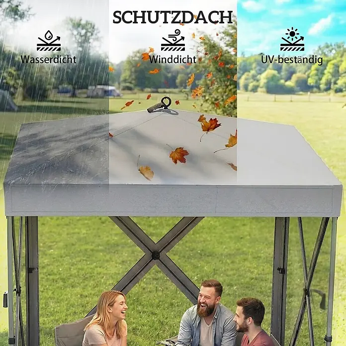 Outsunny Faltpavillon - Farbe Dach: Dunkelgrau - Hellgraues Pavillondach, wasser-, winddicht und UV-beständig, bietet Schutz im Freien.