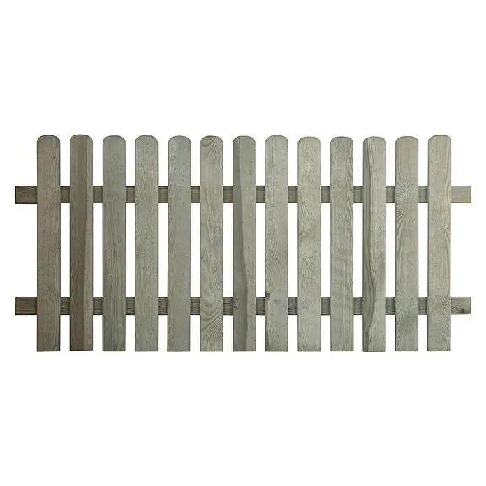 Vorgartenzaun - Gerade - Nahaufnahme eines grauen Holzzauns mit rustikaler Maserung, ideal für Gartenprojekte.