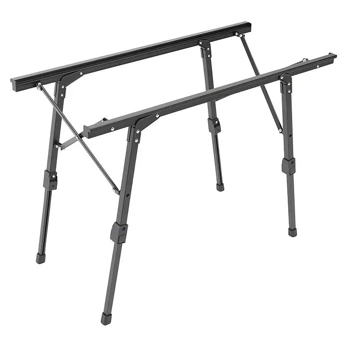 Boxio Campingtisch - L x B x H: 90 x 21 x 11,5 cm, Aluminium - Dunkelgraues Metall-Arbeitsbock mit verstellbarer Höhe und klappbaren Beinen.
