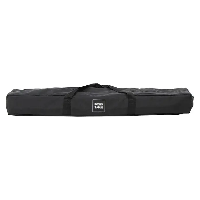 Boxio Campingtisch - L x B x H: 90 x 21 x 11,5 cm, Aluminium - Schwarze Tragetasche für BOXIO TABLE mit Griffen und Reißverschluss.