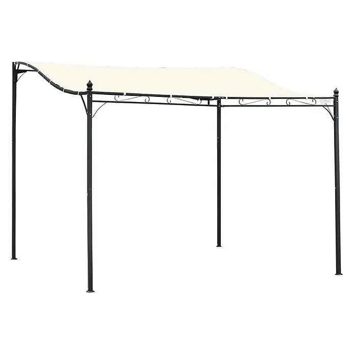 Outsunny Pergola - Farbe Gestell: Schwarz, Metall - Schwarzes Metallpavillon mit cremefarbenem Stoffdach für Schatten.