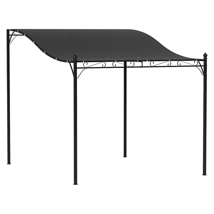 Outsunny Pergola - Farbe Gestell: Schwarz, Metall - Schwarzer Metallpavillon mit geschwungenem Dach und dekorativen Schnörkeln, für den Außenschatten.