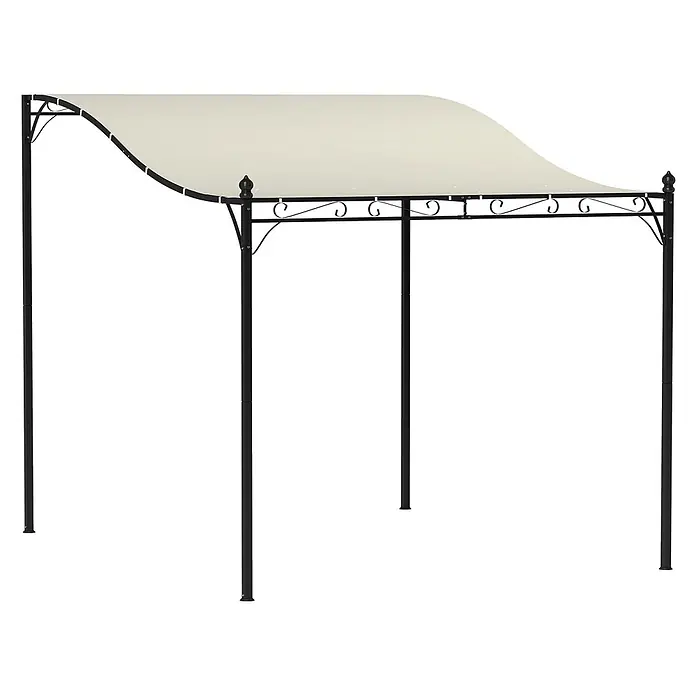 Outsunny Pergola - Farbe Gestell: Schwarz, Metall - Schwarze Metall-Pergola mit gebogenem cremefarbenem Stoffdach, spendet Schatten.