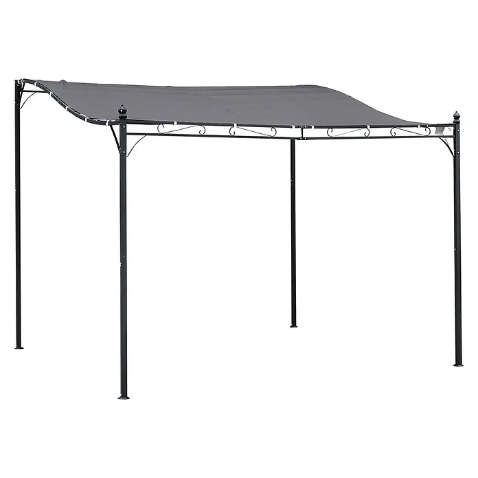 Outsunny Pergola - Farbe Gestell: Schwarz, Metall - Dunkelgrauer Pavillon mit schwarzem Metallrahmen für Schatten im Freien.