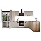 Respekta Winkelküche Merle (B x L: 370 x 172 cm, Kaschmir, Mit Elektrogeräten, Mit Schräghaube) | BAUHAUS
