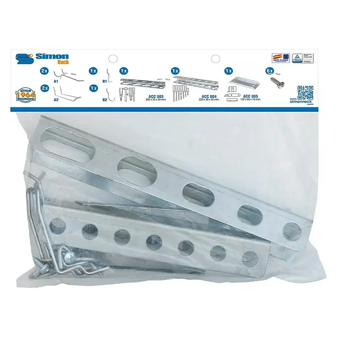 Simonrack Panelclick Lochwandhaken-Set - Stahl, Silber, L x B x H: 26 x 30 x 4 cm, 9 -tlg. - Eine Packung Simon Rack Regalteile, bestehend aus Schienen, Halterungen und Befestigungsmaterial für die Regalmontage.