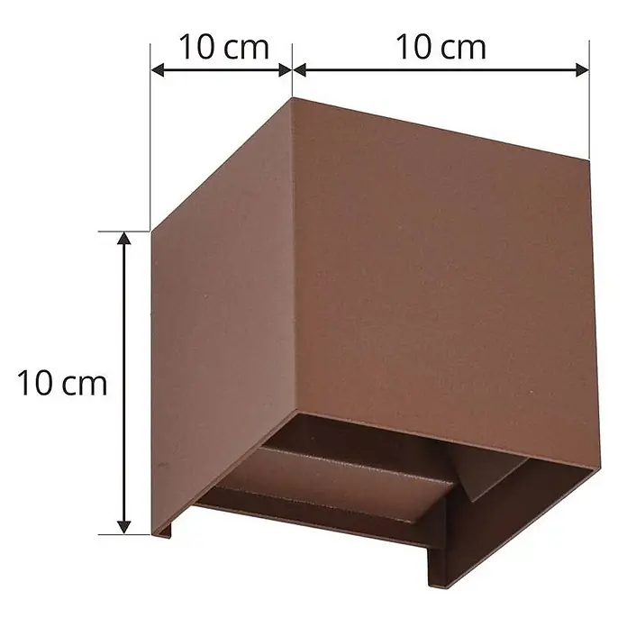 Lindby Außenwandleuchte Nivar - braun / rost, IP54 - Braune, quadratische Wandleuchte, 10x10x10 cm.