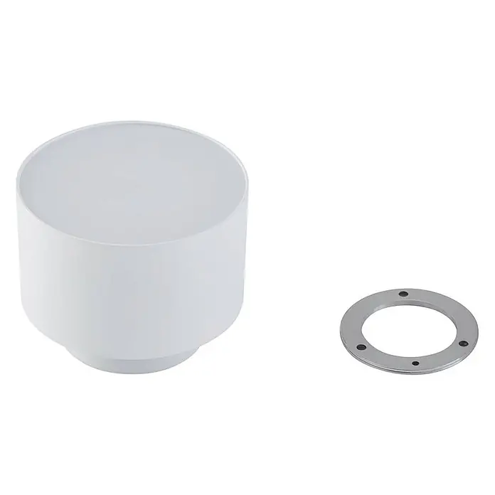 Lindby Deckenstrahler Nivoria - weiß / opal - Weißer zylindrischer Aufbaustrahler und ein separater metallischer Montagering.