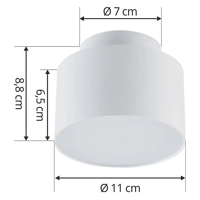 Lindby Deckenstrahler Nivoria - weiß / opal - Weiße zylindrische Deckenleuchte mit abgestuftem Design und Maßen.