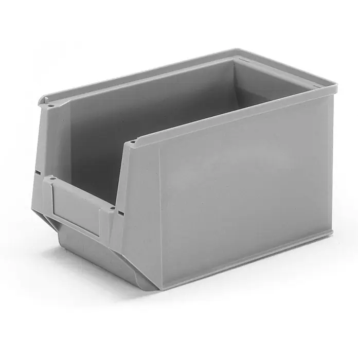 Fetra Aufbewahrungskiste Sichtlagerkästen grau 350/300x210x200 - L x B x H: 86 cm x 21 cm x 0,01 m - Graue, stapelbare Kunststoffbox mit offener Vorderseite zur effizienten Kleinteileorganisation.