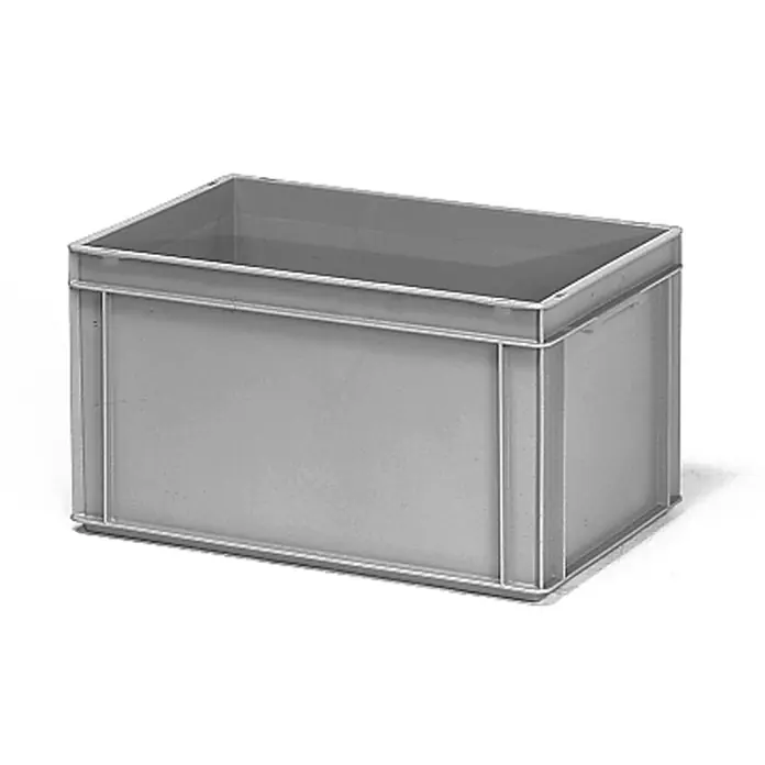 Fetra Eurobox Eurokasten grau 1308 - L x B x H: 60 cm x 40 cm x 0,01 m - Graue rechteckige Kunststoff-Lagerbox, leer.