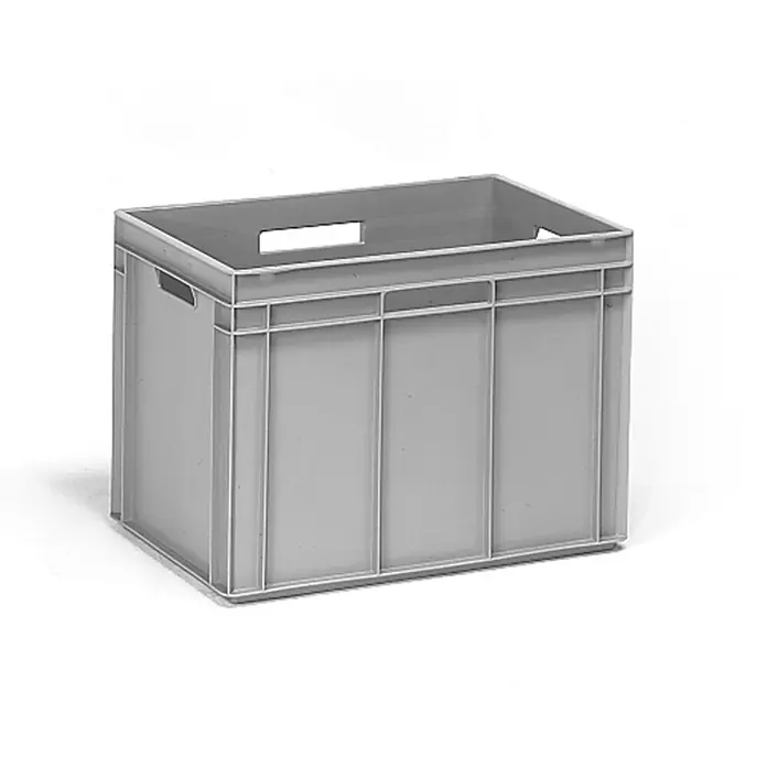 Fetra Eurobox Eurokasten grau 1337 - L x B x H: 60 cm x 40 cm x 0,01 m - Graue Kunststoff-Lagerkiste mit Griffen.