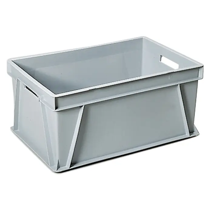 Rollcart Eurobox Eurokasten grau 600x400x270mm - L x B x H: 60 cm x 40 cm x 0,27 m - Graue Kunststoff-Stapelbox mit integrierten Griffen.