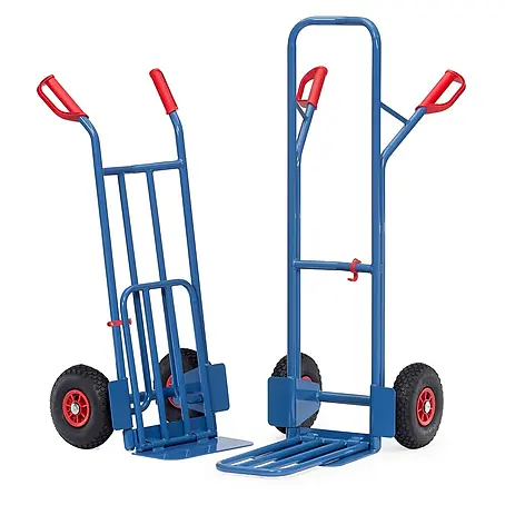 Fetra  Sackkarre Stahlrohrkarre mit Klappschaufel, Höhe 1300mm, mit PU-Bereifung