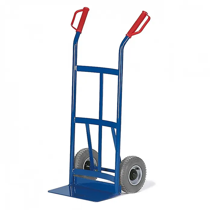 Rollcart Sackkarre - Traglast: 200 kg - Blauer Sackkarren mit roten Griffen und grauen Rädern zum Transportieren schwerer Gegenstände.