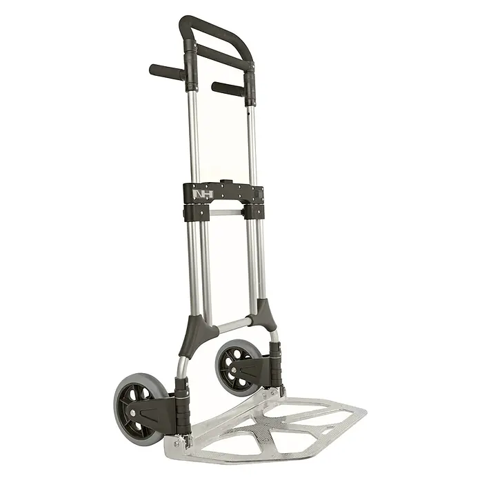Kongamek Sackkarre Gepäck- und Sackkarre klappbar 600x600x1125mm 200kg Tragkraft - Traglast: 200 kg - Klappbare Sackkarre in Silber und Schwarz mit grauen Rädern und ergonomischen Schaumstoffgriffen.