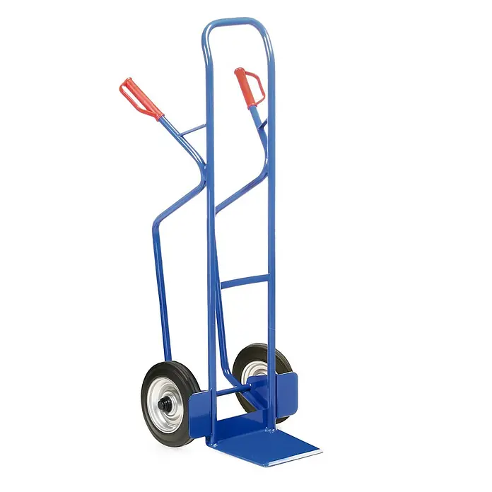 Bako Protaurus Sackkarre - Traglast: 350 kg - Blaue Sackkarre aus Metall mit roten Griffen und schwarzen Rädern, zum Transport schwerer Gegenstände.