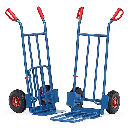 Fetra  Sackkarre Stahlrohrkarre mit Klappschaufel, Höhe 1150mm, mit Luft-Bereifung