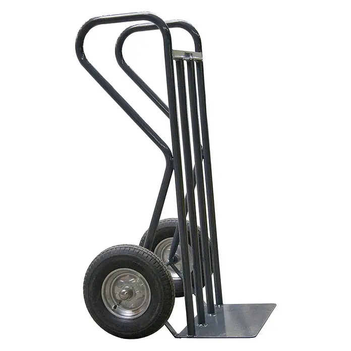 FIMM Sackkarre Bau Sackkarre 500 kg Tragkraft mit Pneumatik Reifen - Stahl, Traglast: 500 kg - Dunkelgraue Metall-Sackkarre mit großen luftgefüllten Gummirädern.