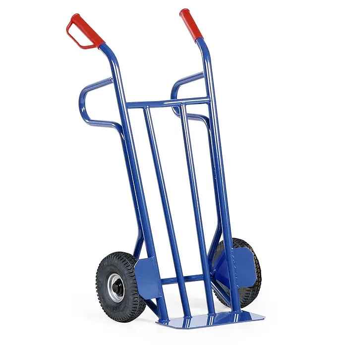 Bako Protaurus Sackkarre - Traglast: 400 kg - Blaue Metall-Sackkarre mit roten Griffen und schwarzen Reifen.