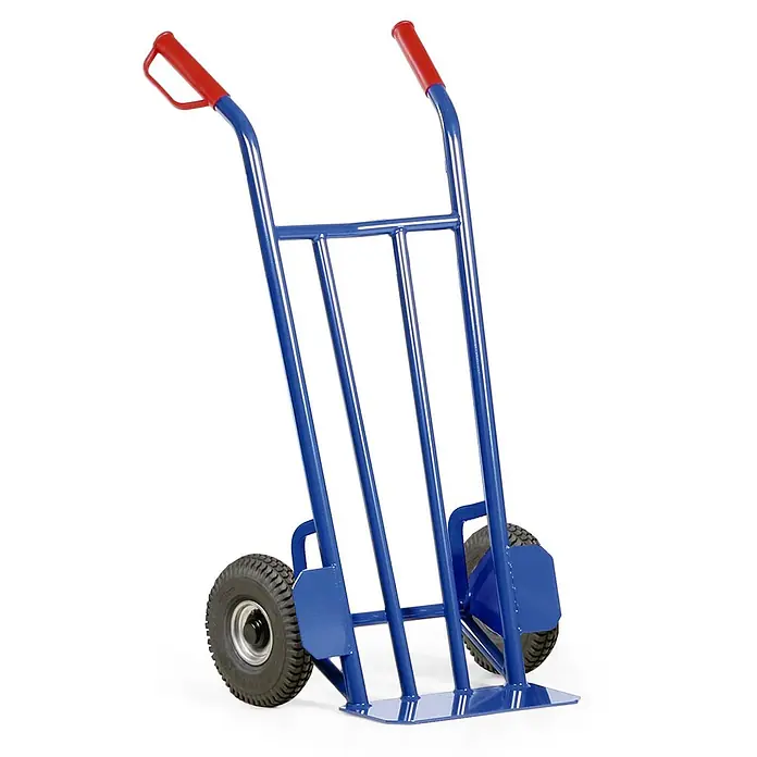 Bako Protaurus Sackkarre - Traglast: 350 kg - Blauer Metall-Sackkarren mit roten Griffen und schwarzen Gummirädern zum Transport schwerer Gegenstände.